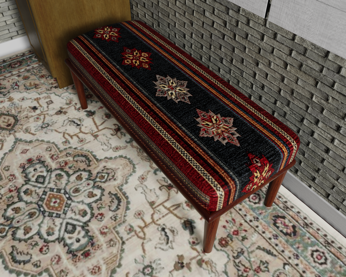 Black & Red Striped Kilim bench 3