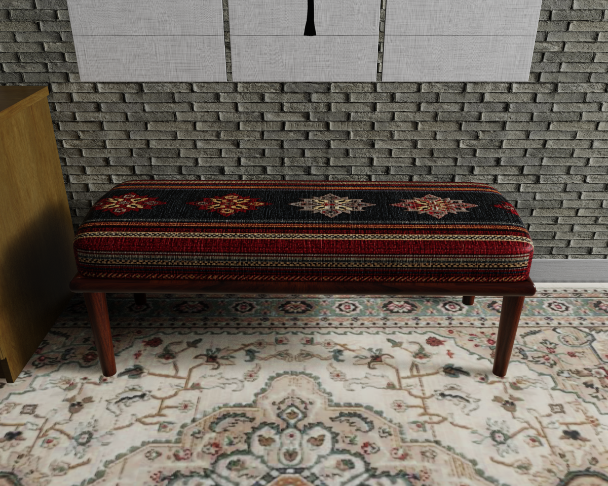 Black & Red Striped Kilim bench 2