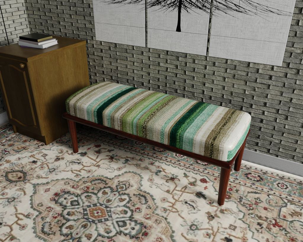 Sage & Ivory Woven Stripe bench 1
