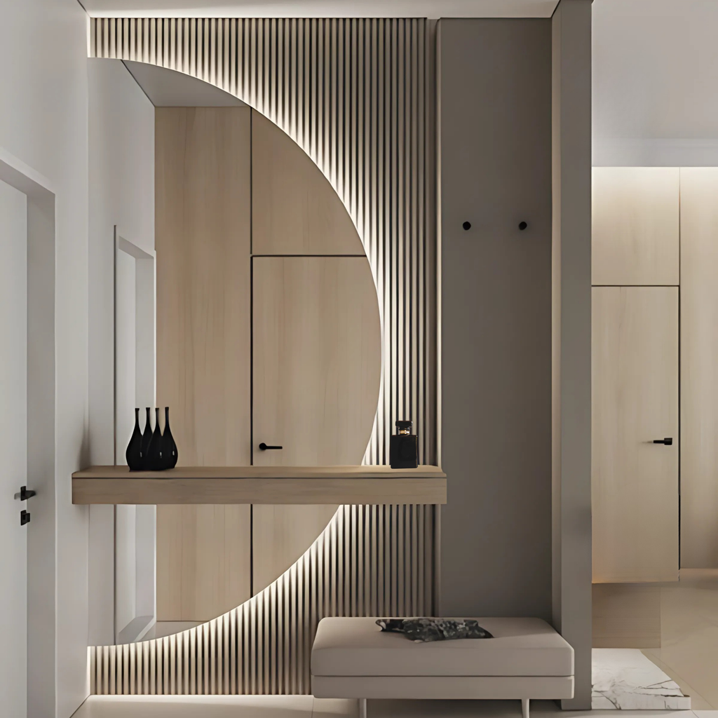 D-Shaped LED Backlit Wall Mirror