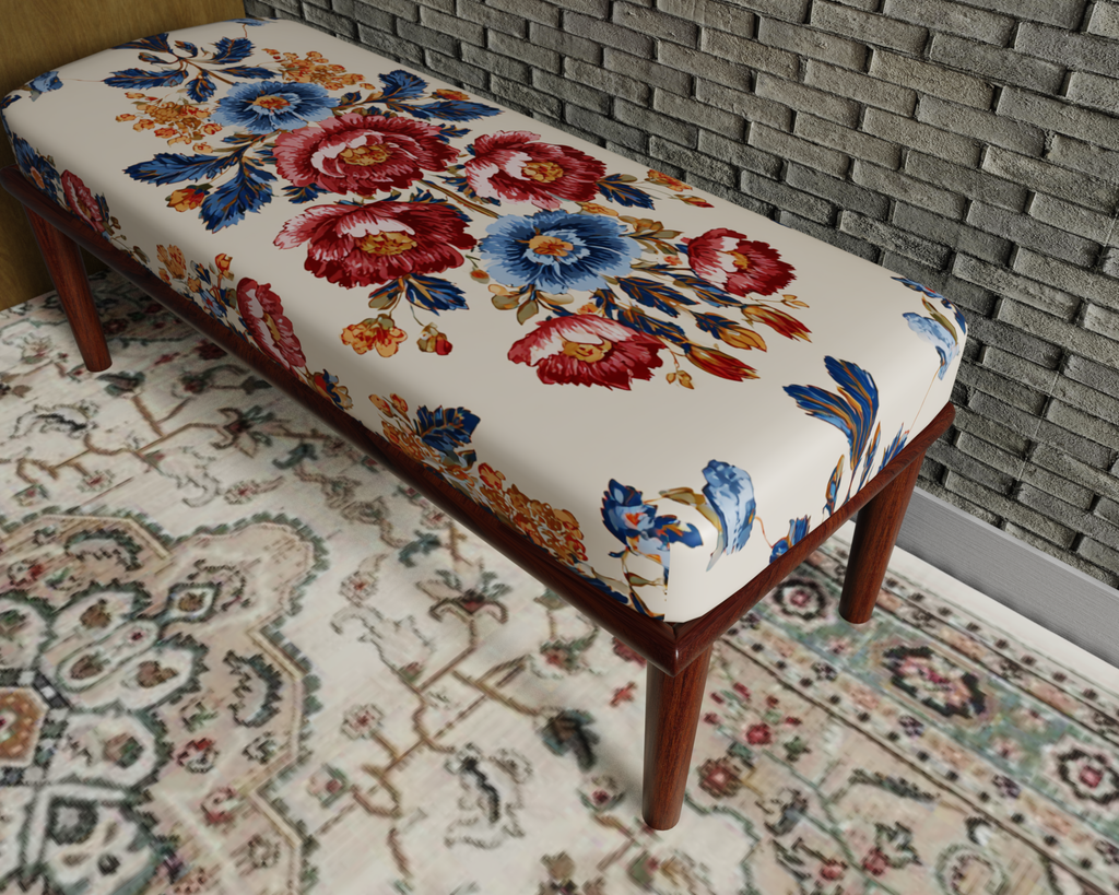 Ivory Folk Floral Embroidery bench 7