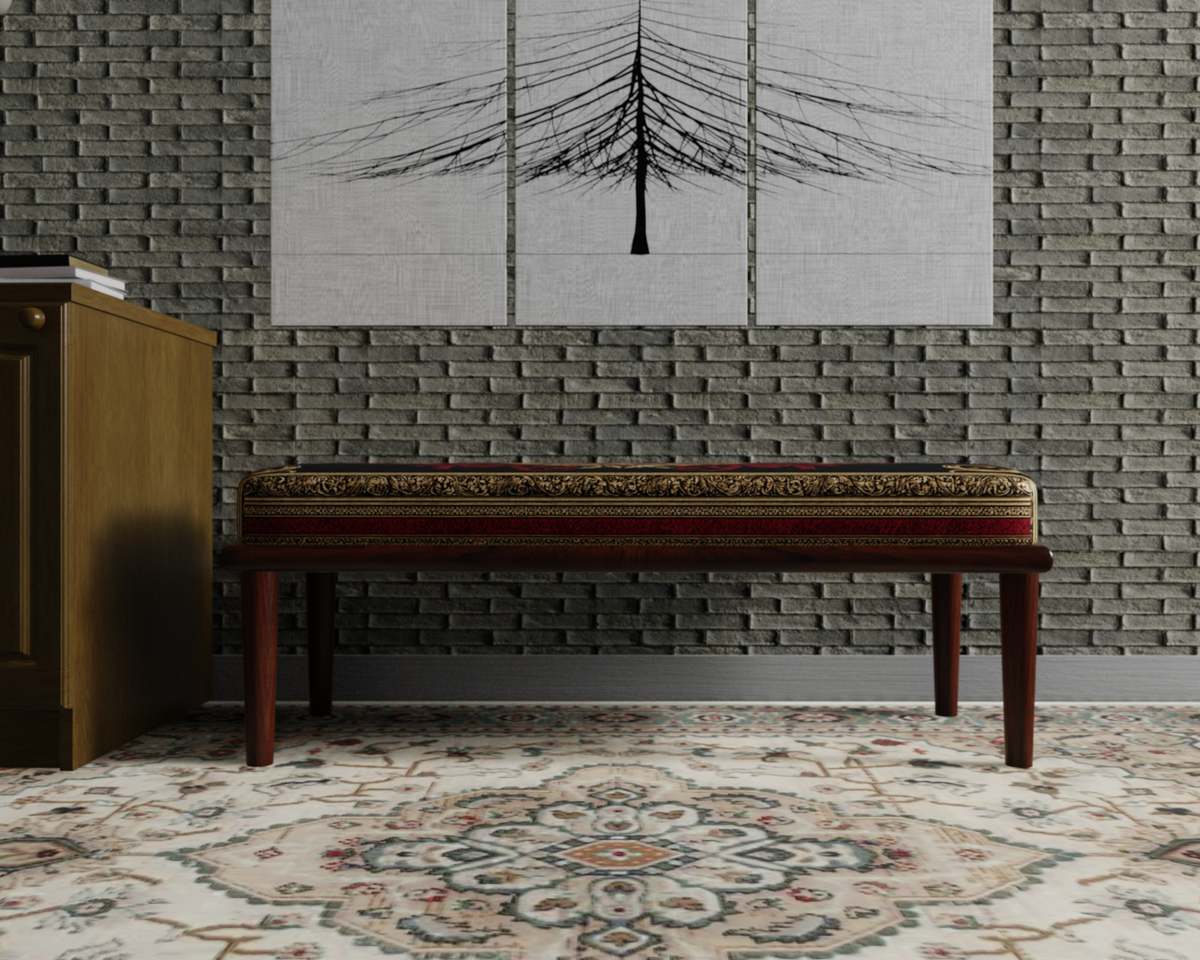 Black & Red Ornate Medallion bench 4