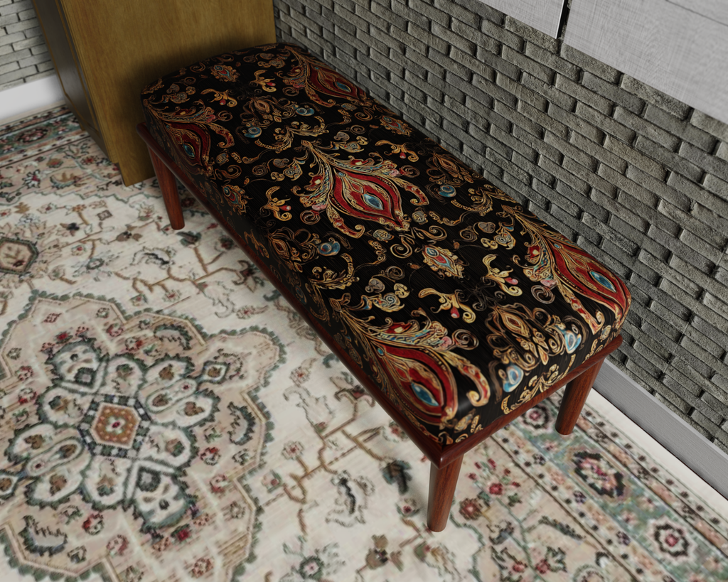 Black & Gold Paisley Damask bench 3
