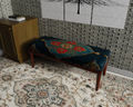Teal & Coral Floral Medallion bench 1