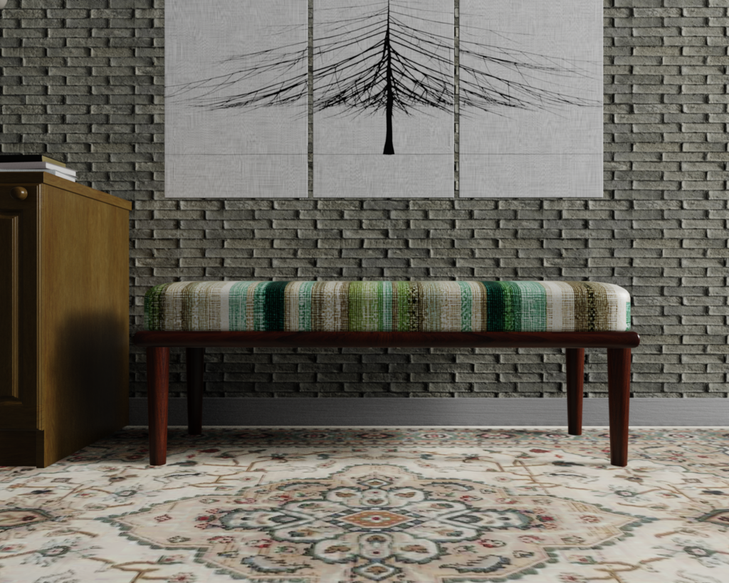 Sage & Ivory Woven Stripe bench 4