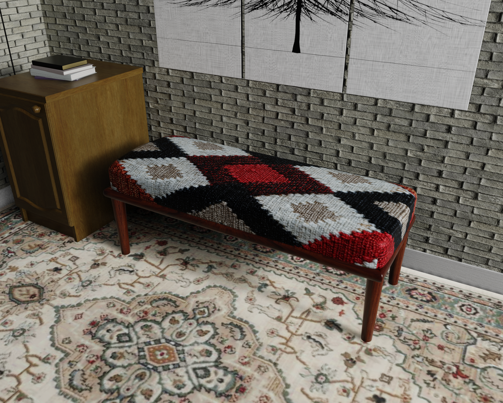 Black & Red Diamond Kilim bench 1