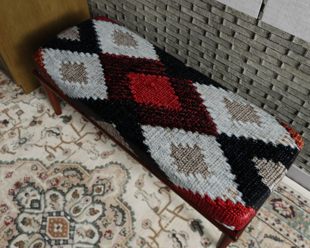 Black & Red Diamond Kilim bench 6