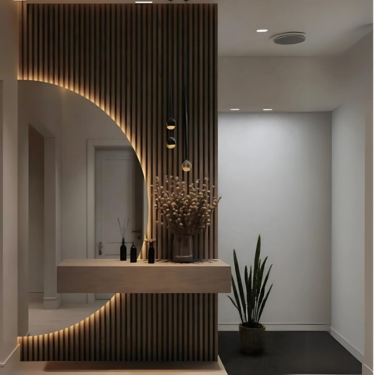 D-Shaped LED Backlit Wall Mirror