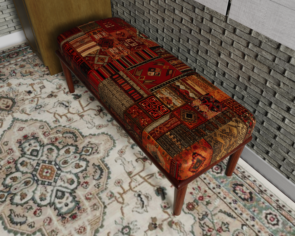 Burgundy Tribal Kilim bench 3