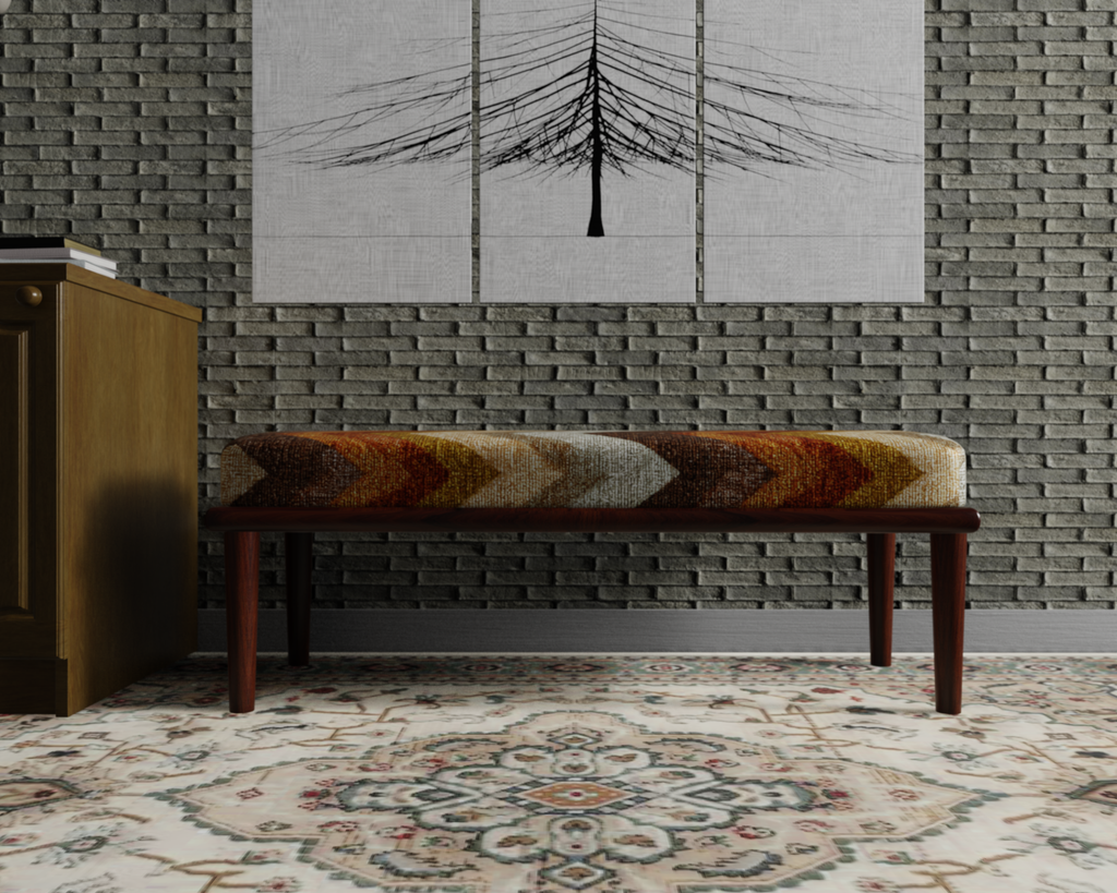 Rust & Cream Chevron bench 4