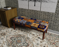 Blue & Gold Patchwork Tile bench 1