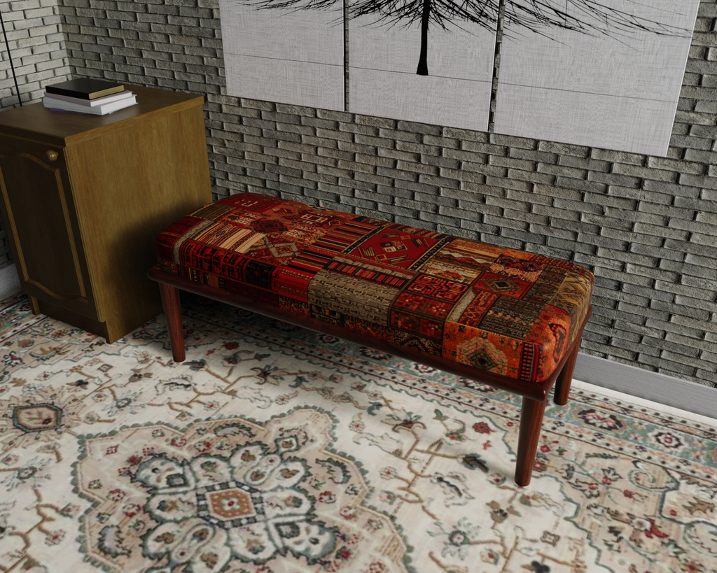 Burgundy Tribal Kilim bench 1