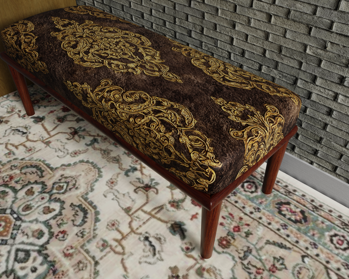 Chocolate & Gold Damask bench 7