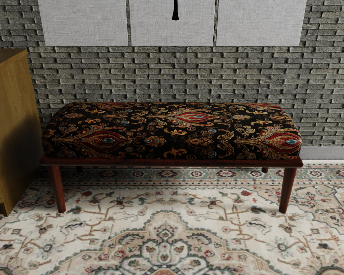 Black & Gold Paisley Damask bench 2