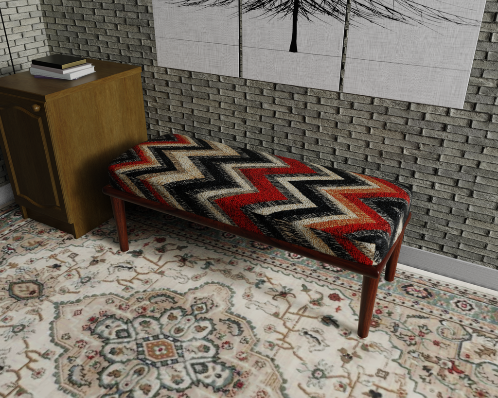 Black & Ivory Zigzag Chevron bench 1