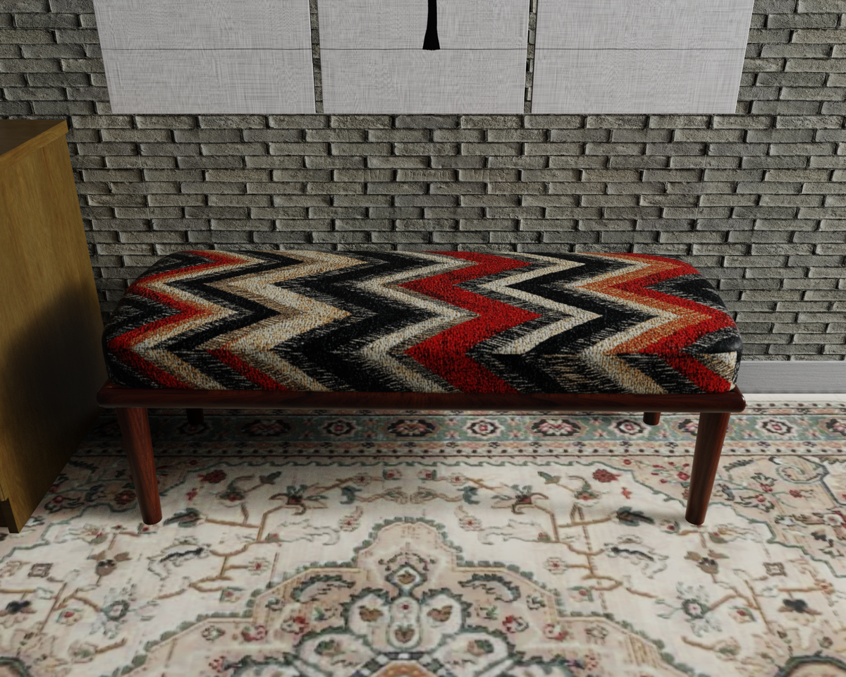 Black & Ivory Zigzag Chevron bench 2