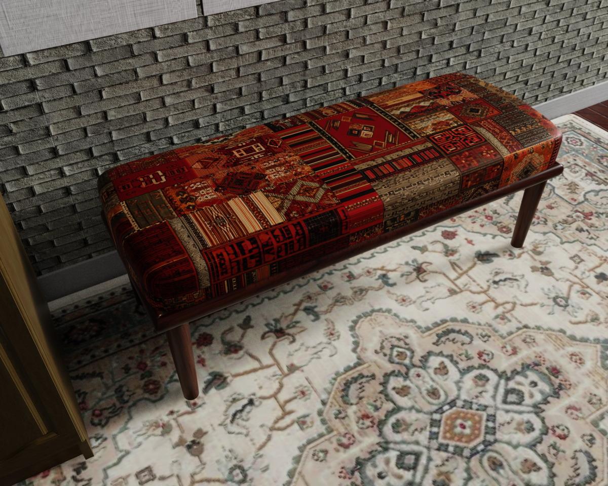 Burgundy Tribal Kilim bench 8
