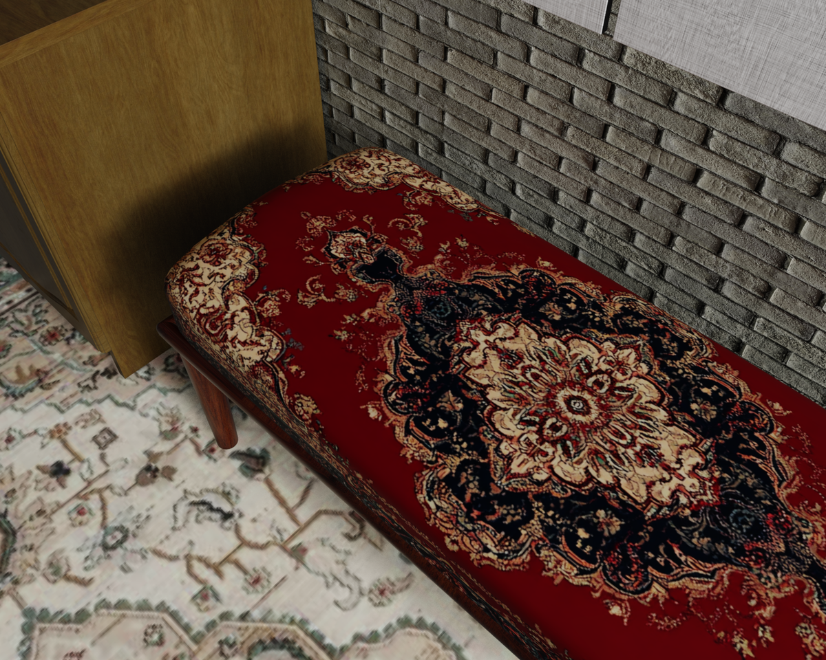 Crimson & Navy Royal Persian bench 5
