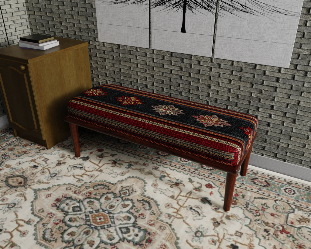 Black & Red Striped Kilim bench 1