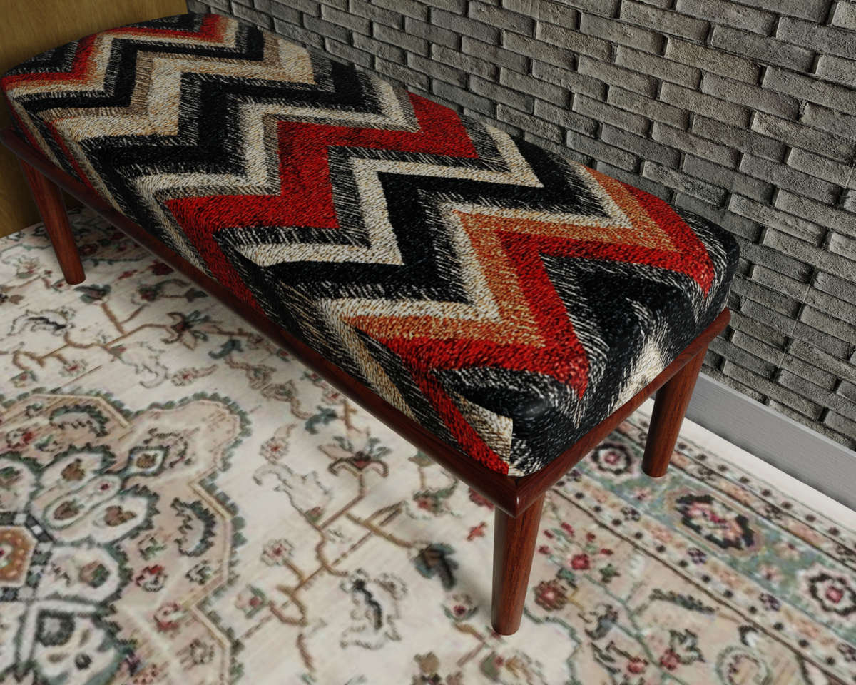 Black & Ivory Zigzag Chevron bench 7