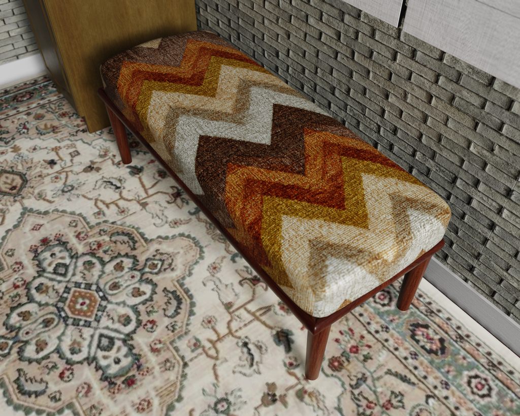 Rust & Cream Chevron bench 3