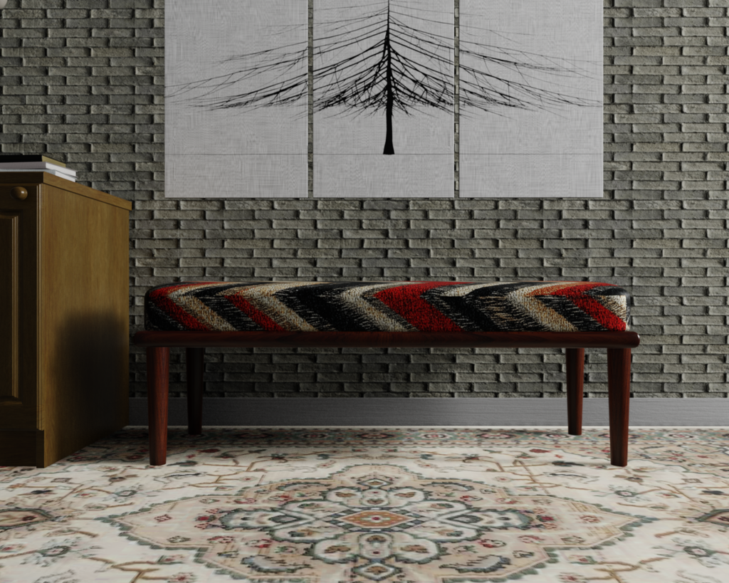 Black & Ivory Zigzag Chevron bench 4