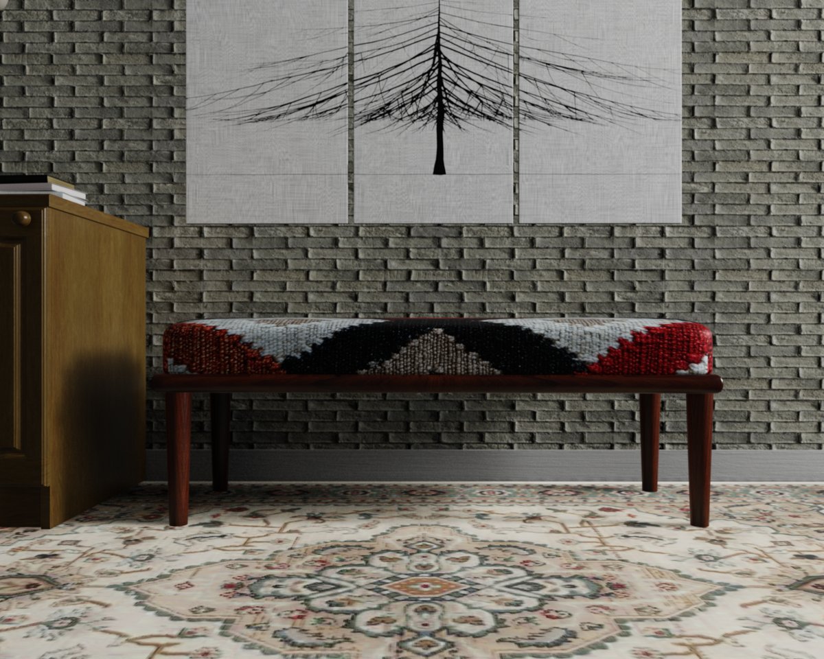 Black & Red Diamond Kilim bench 4