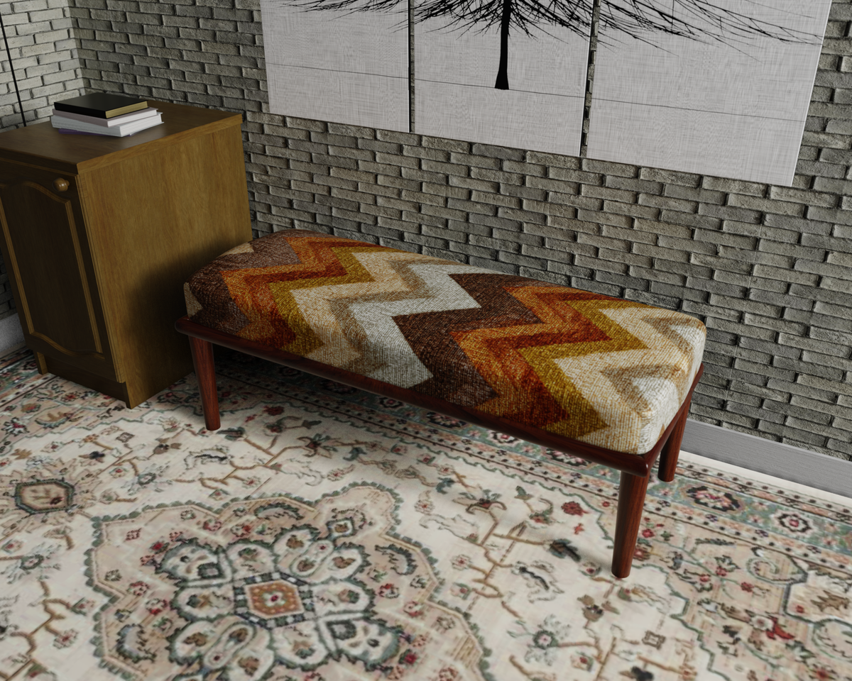 Rust & Cream Chevron bench 1