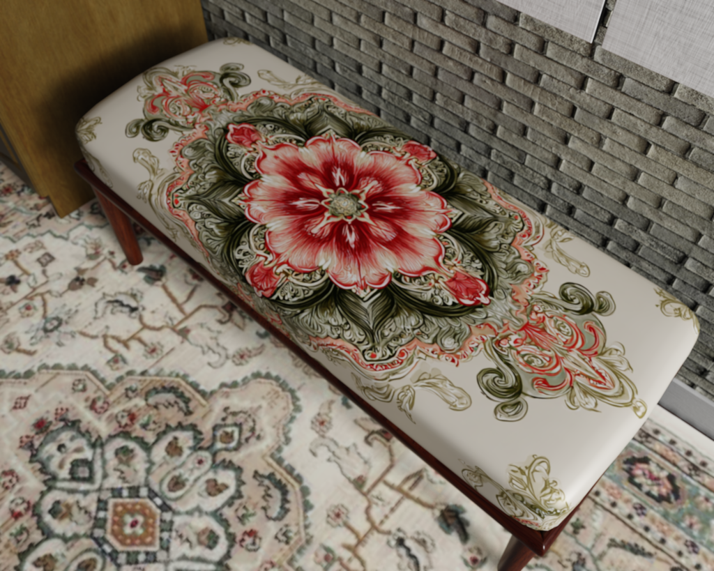 Ivory & Rose Floral Medallion bench 6