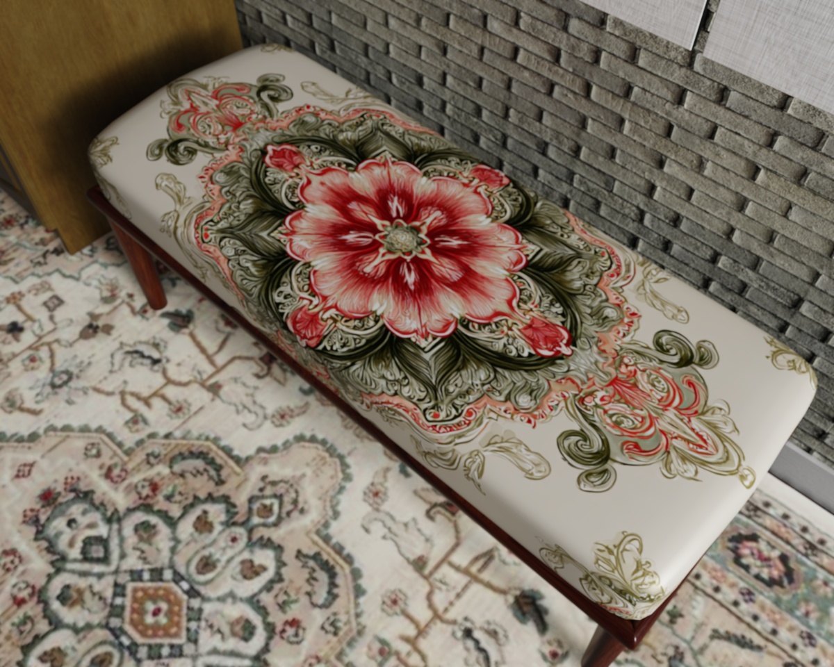 Ivory & Rose Floral Medallion bench 6