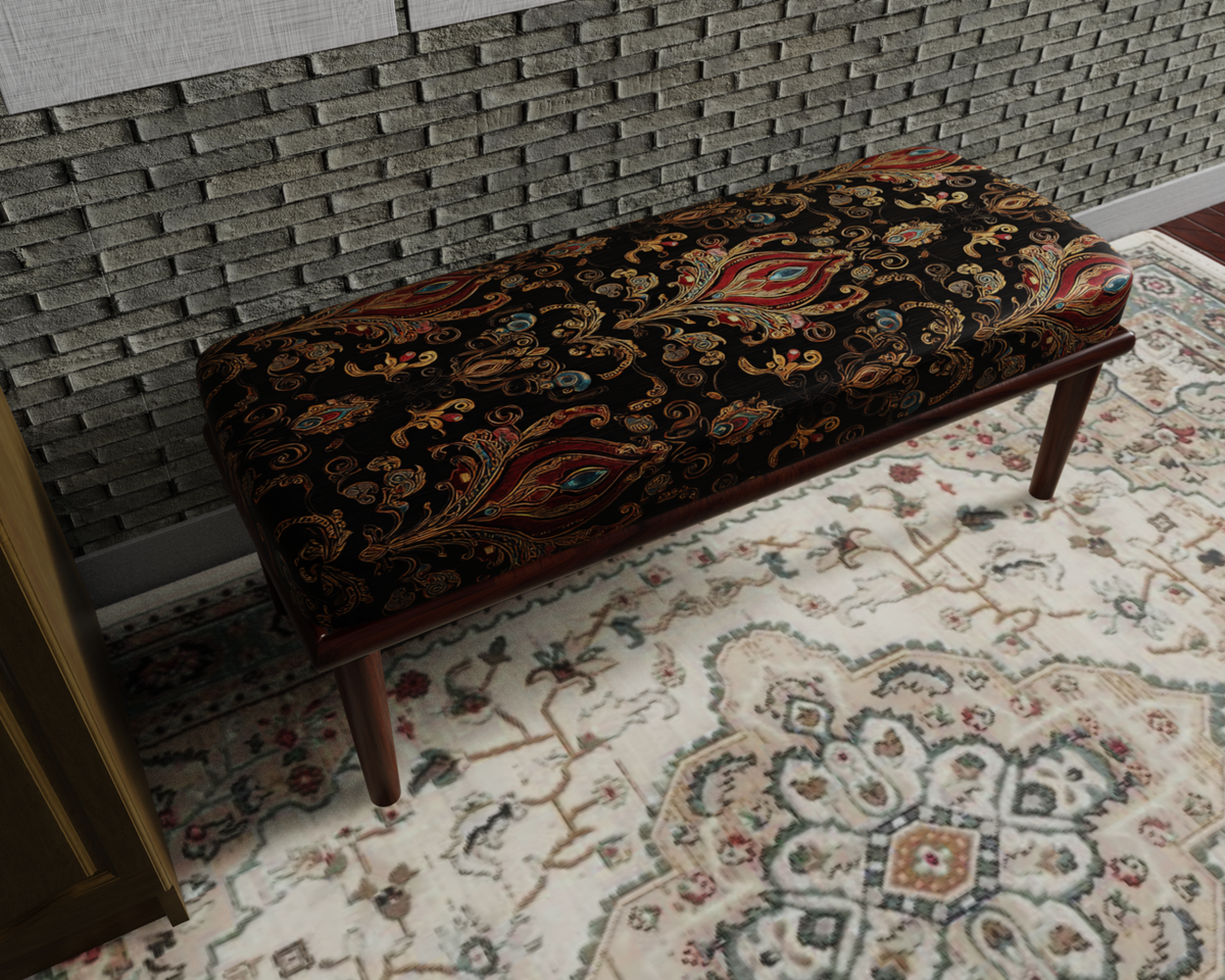 Black & Gold Paisley Damask bench 8