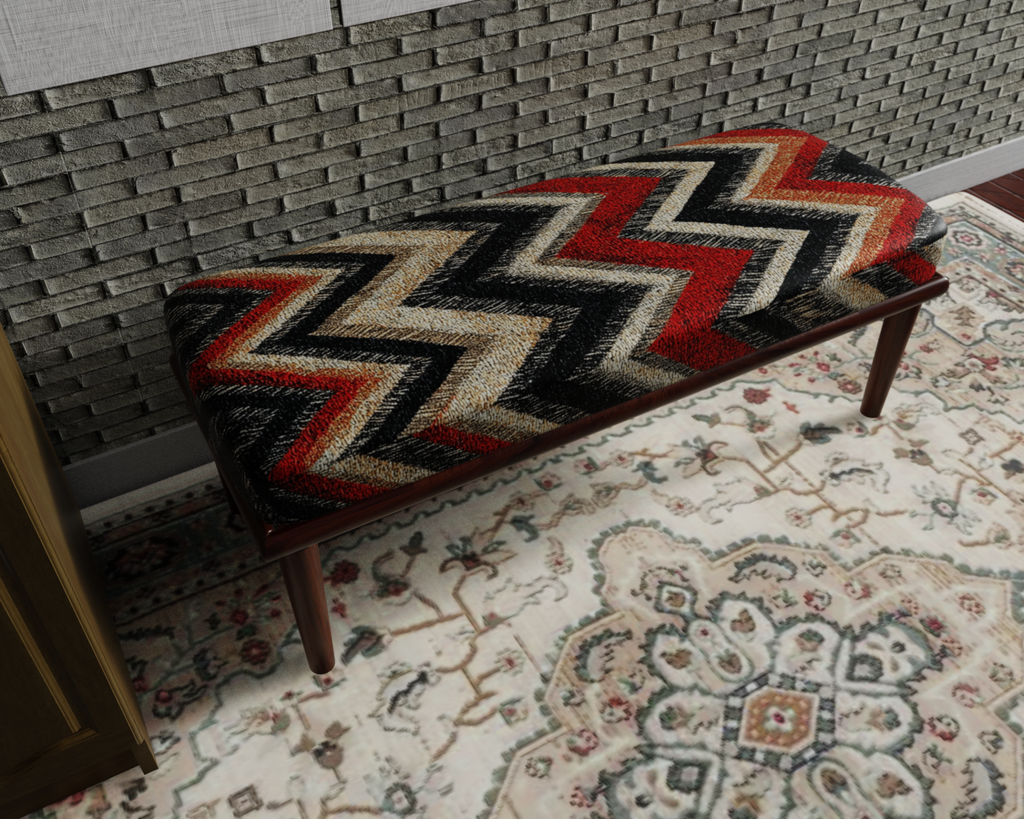 Black & Ivory Zigzag Chevron bench 8