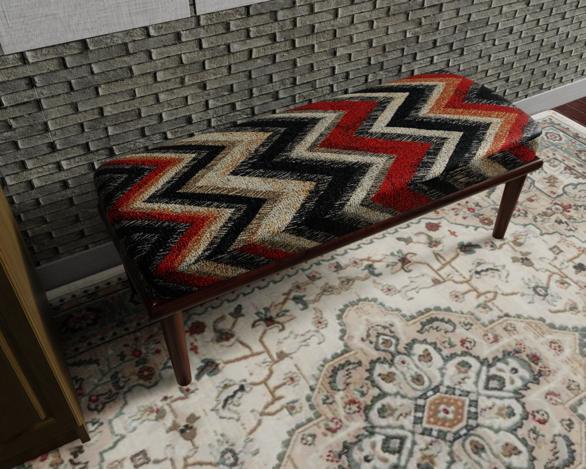 Black & Ivory Zigzag Chevron bench 8