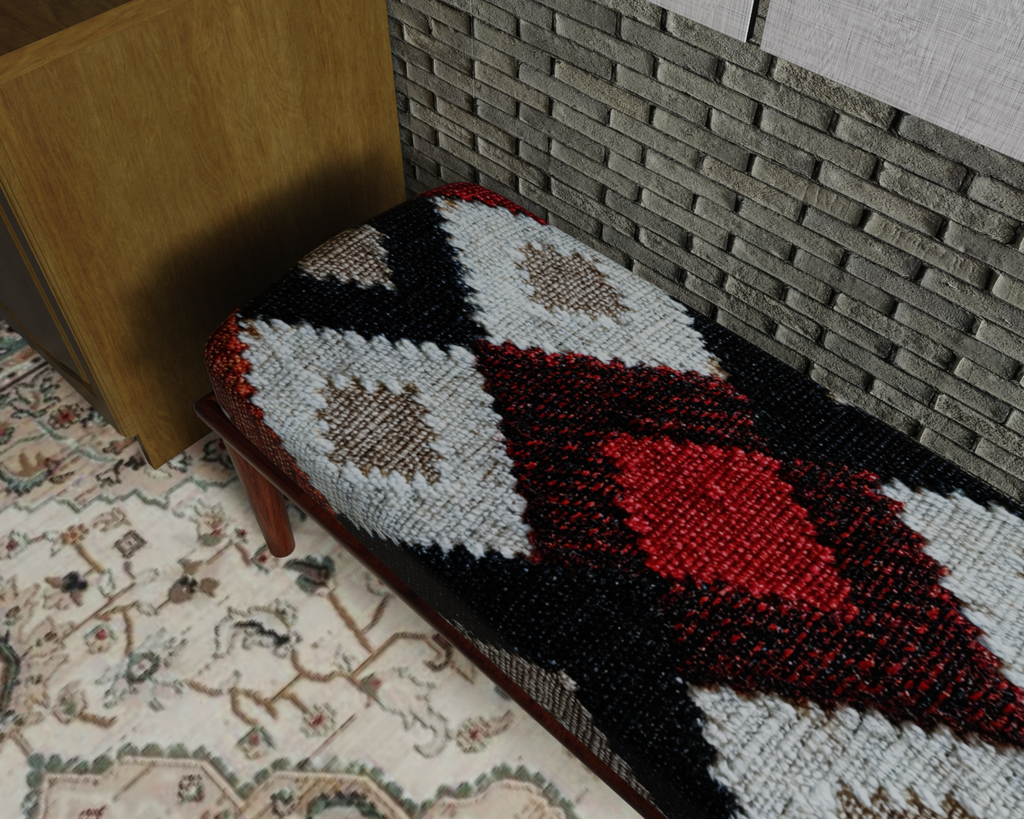 Black & Red Diamond Kilim bench 5