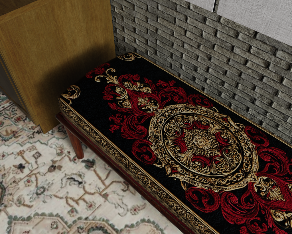 Black & Red Ornate Medallion bench 5