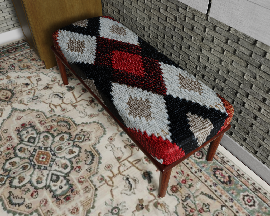 Black & Red Diamond Kilim bench 3