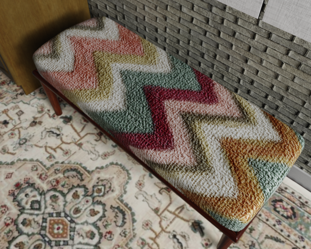 Pastel Chevron Flame Stitch bench 6
