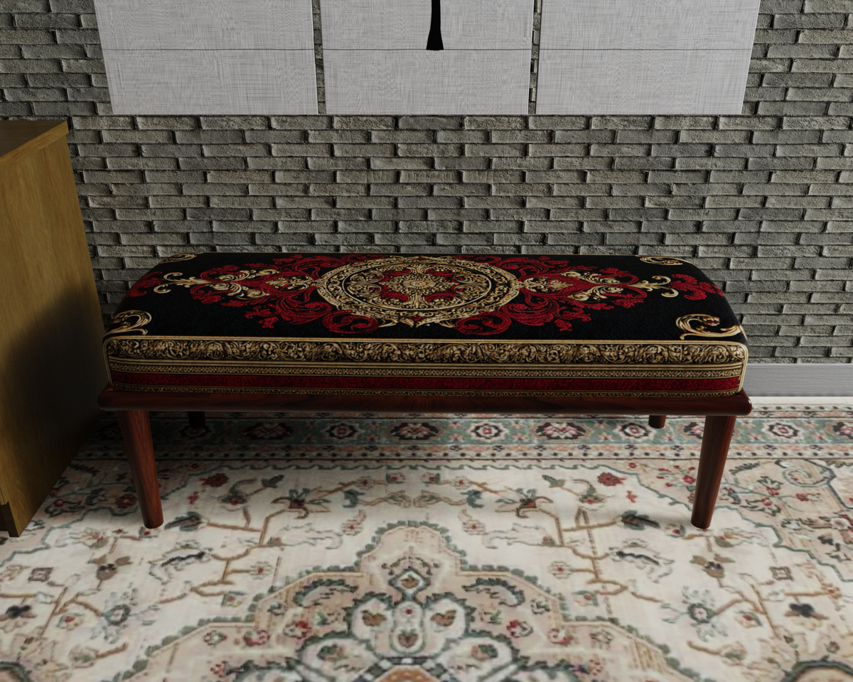 Black & Red Ornate Medallion bench 2