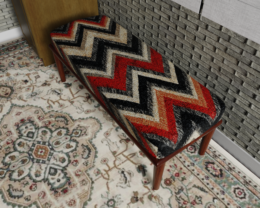 Black & Ivory Zigzag Chevron bench 3