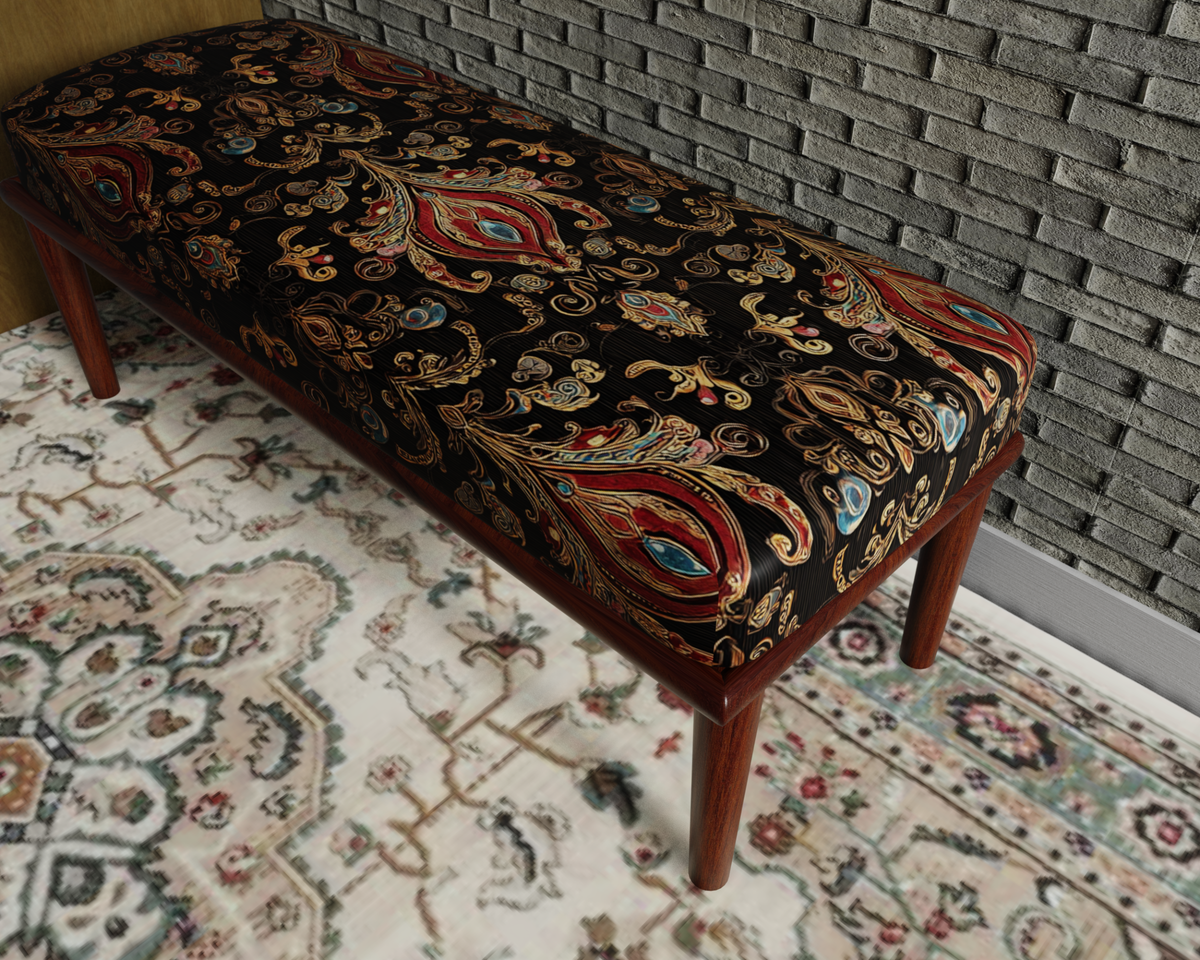 Black & Gold Paisley Damask bench 7