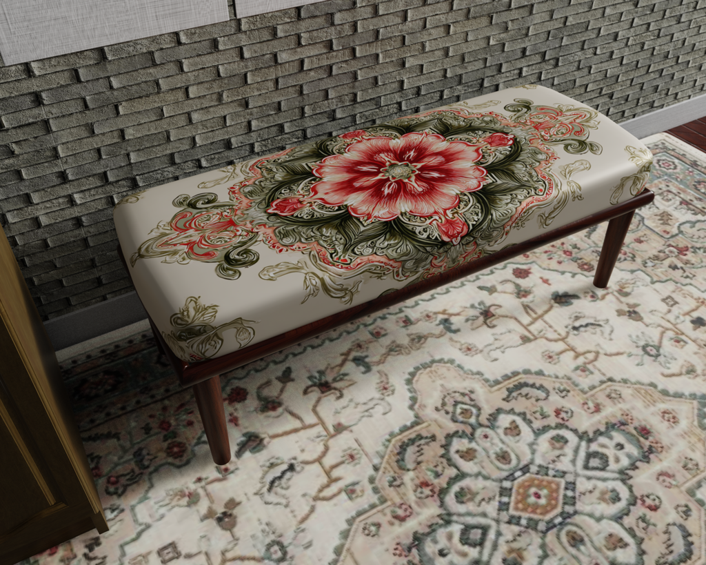 Ivory & Rose Floral Medallion bench 8