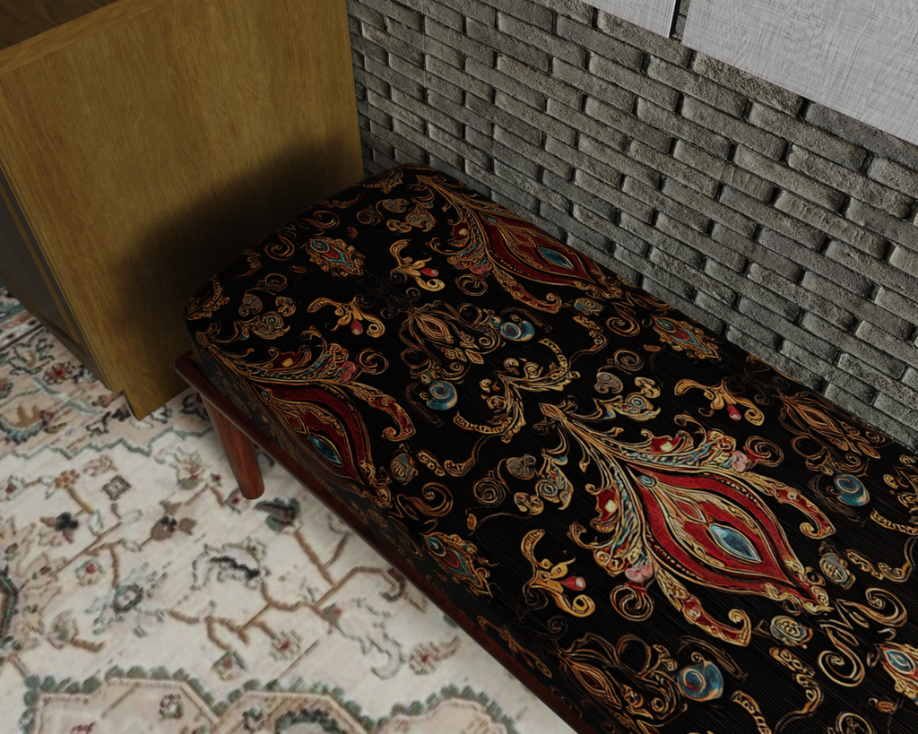 Black & Gold Paisley Damask bench 5