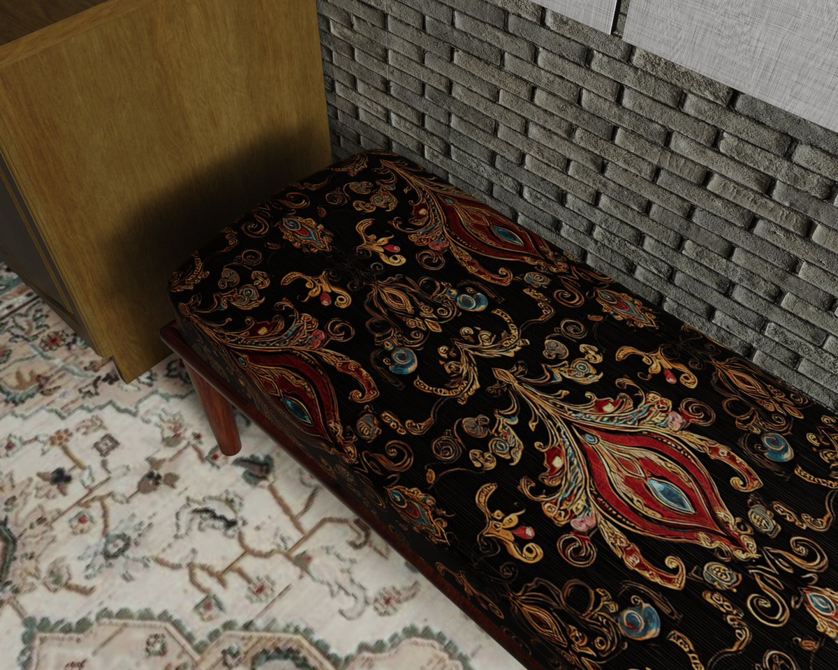 Black & Gold Paisley Damask bench 5