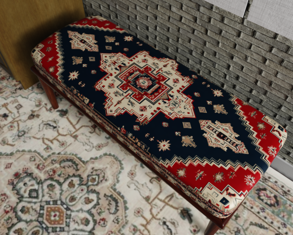 Navy Kilim Medallion bench 6