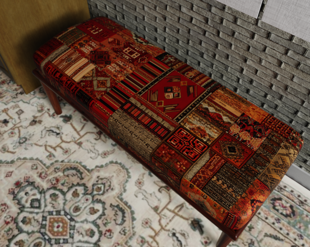 Burgundy Tribal Kilim bench 6