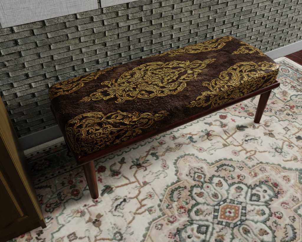 Chocolate & Gold Damask bench 8
