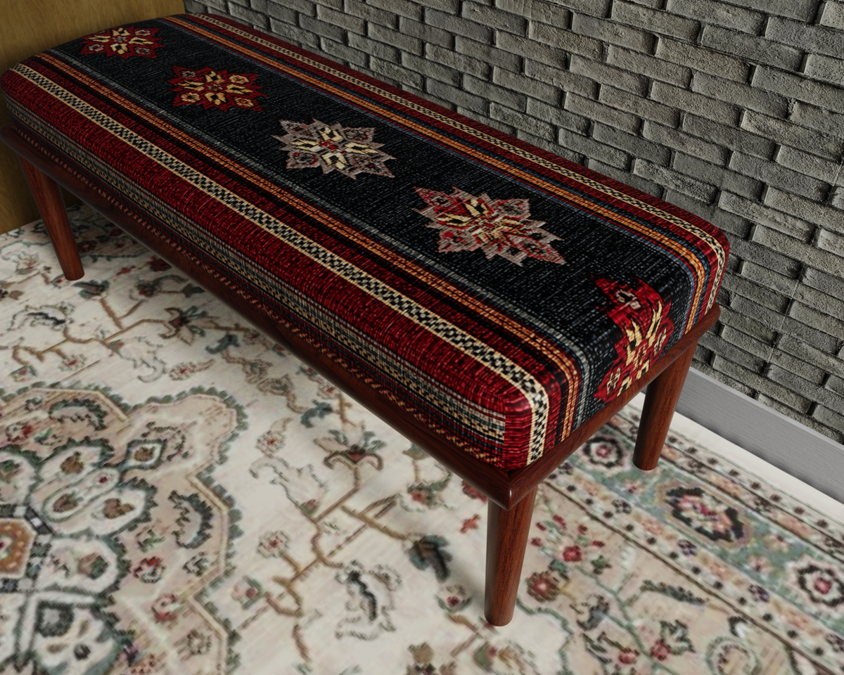 Black & Red Striped Kilim bench 7