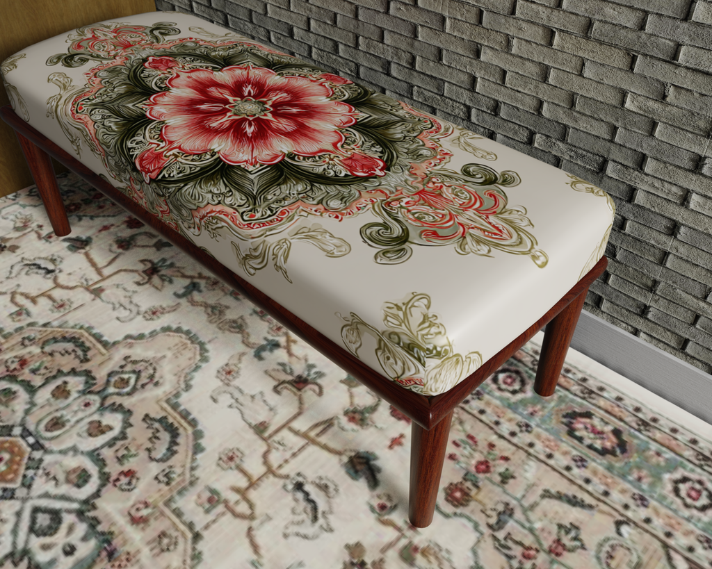Ivory & Rose Floral Medallion bench 7
