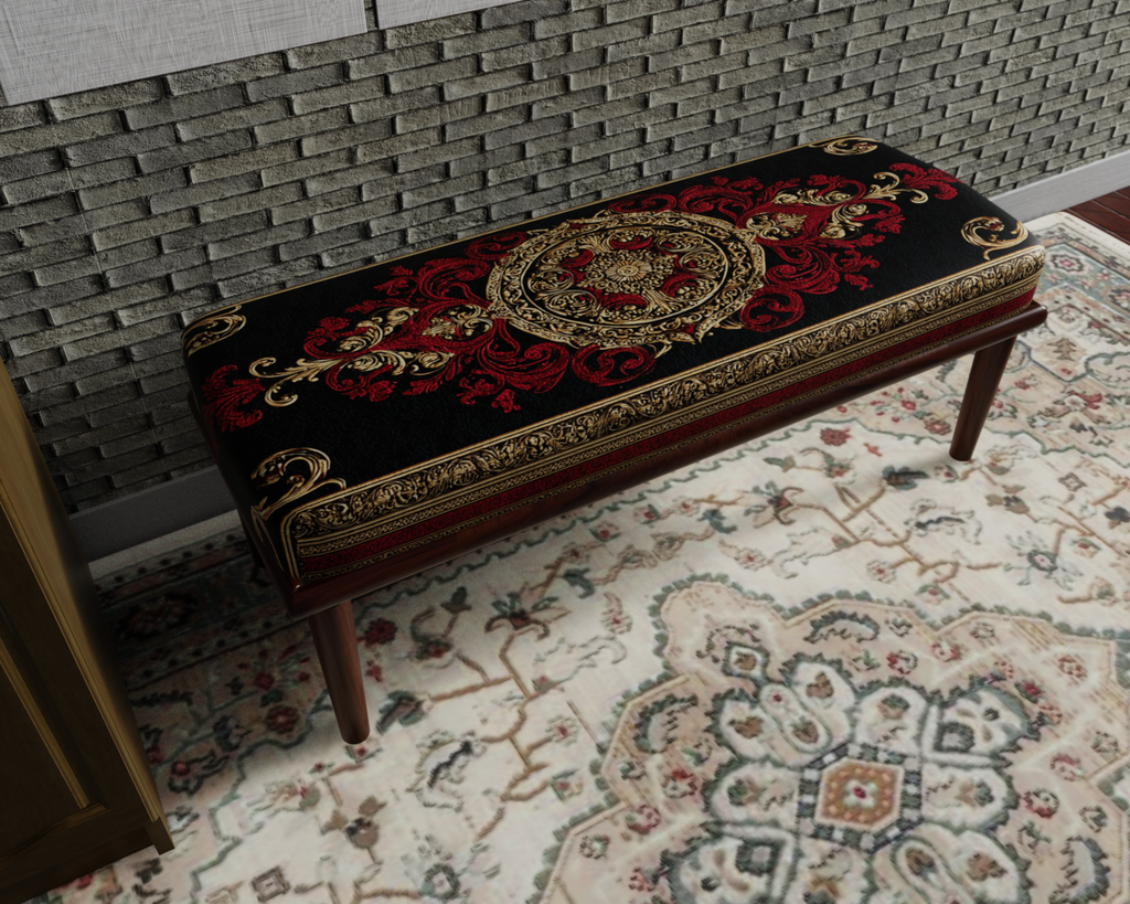 Black & Red Ornate Medallion bench 8