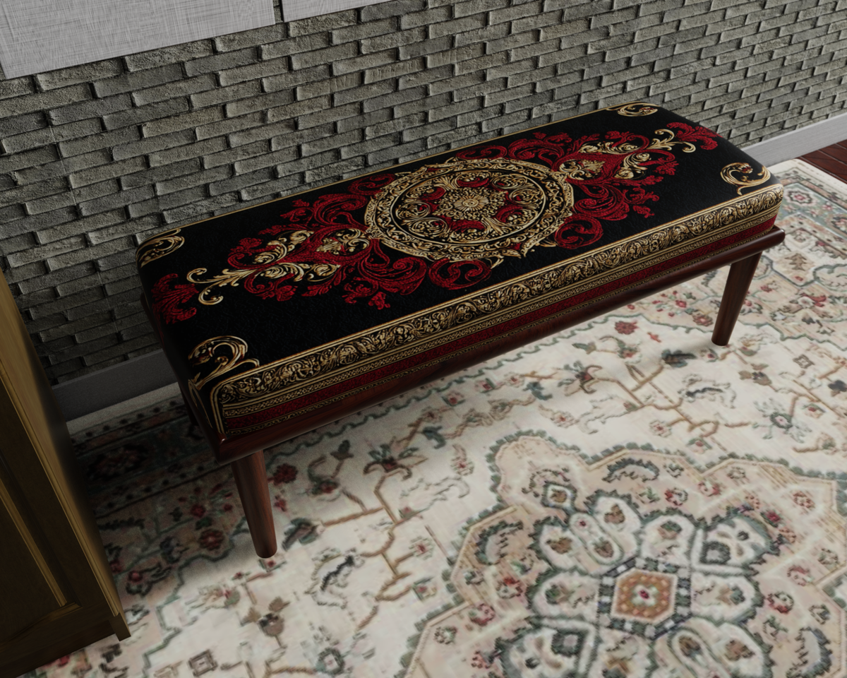 Black & Red Ornate Medallion bench 8